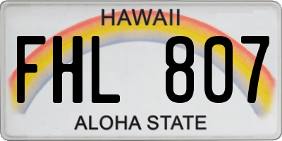 HI license plate FHL807