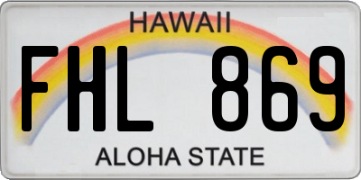 HI license plate FHL869
