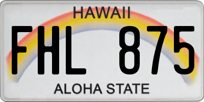 HI license plate FHL875