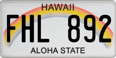 HI license plate FHL892