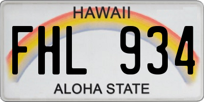 HI license plate FHL934