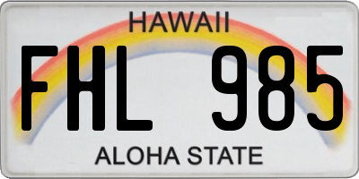 HI license plate FHL985
