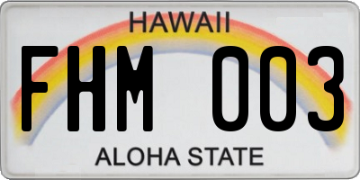 HI license plate FHM003