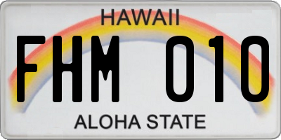 HI license plate FHM010