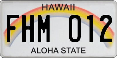 HI license plate FHM012