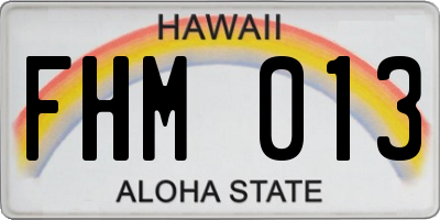 HI license plate FHM013