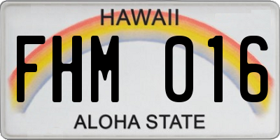 HI license plate FHM016