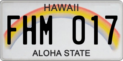 HI license plate FHM017