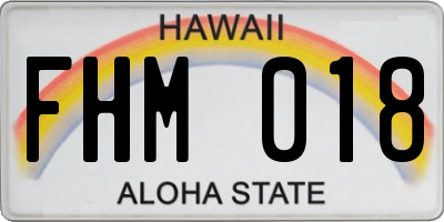HI license plate FHM018