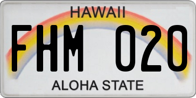 HI license plate FHM020
