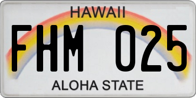 HI license plate FHM025