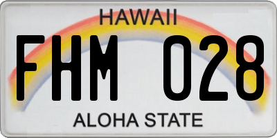 HI license plate FHM028