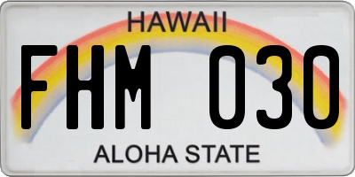 HI license plate FHM030