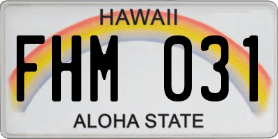 HI license plate FHM031