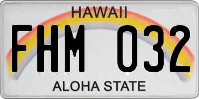 HI license plate FHM032