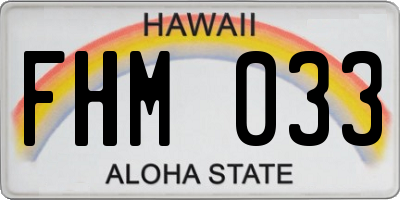 HI license plate FHM033