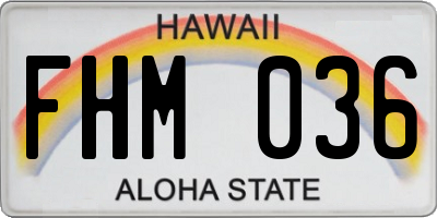 HI license plate FHM036