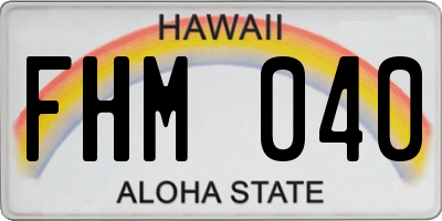 HI license plate FHM040