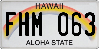 HI license plate FHM063