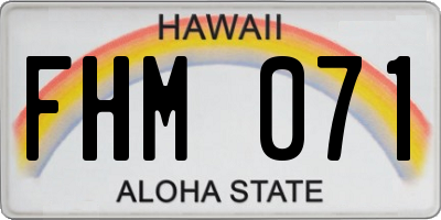 HI license plate FHM071