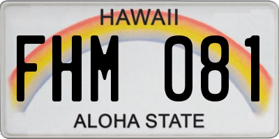 HI license plate FHM081