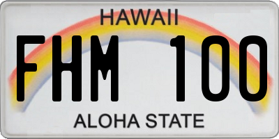 HI license plate FHM100