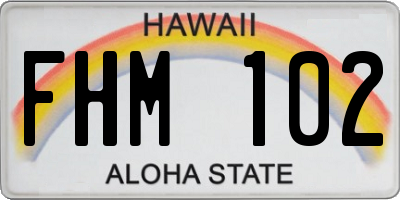 HI license plate FHM102