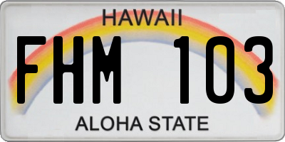 HI license plate FHM103