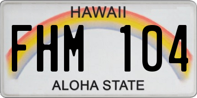 HI license plate FHM104