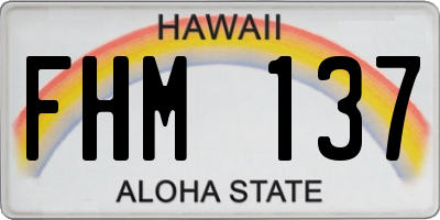 HI license plate FHM137