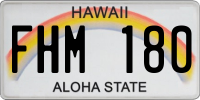 HI license plate FHM180