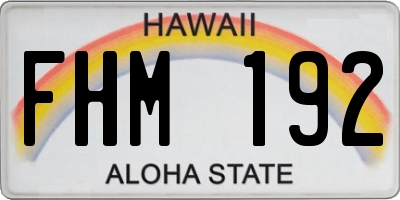 HI license plate FHM192
