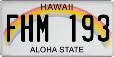 HI license plate FHM193