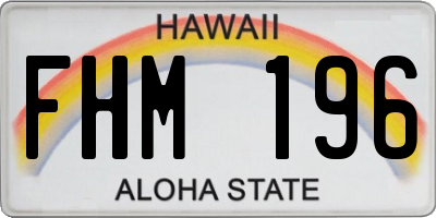 HI license plate FHM196