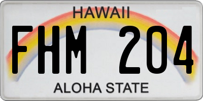 HI license plate FHM204