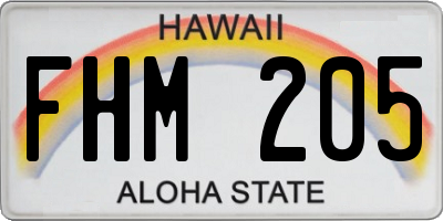 HI license plate FHM205