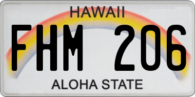 HI license plate FHM206
