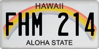HI license plate FHM214