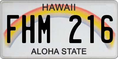 HI license plate FHM216