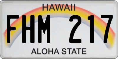 HI license plate FHM217