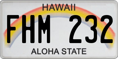 HI license plate FHM232