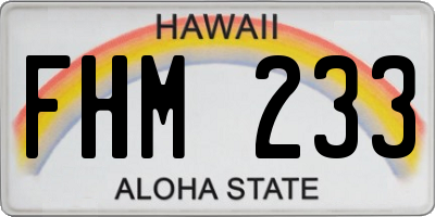 HI license plate FHM233