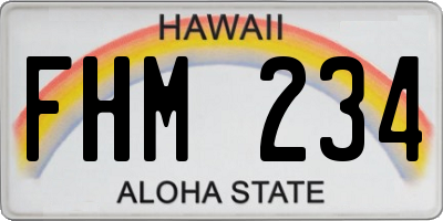 HI license plate FHM234