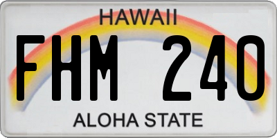 HI license plate FHM240