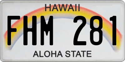 HI license plate FHM281