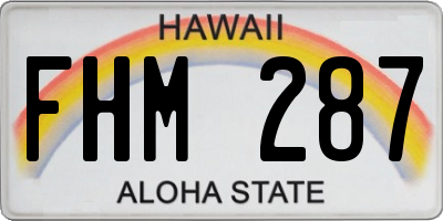 HI license plate FHM287