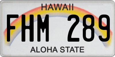 HI license plate FHM289