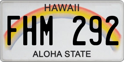 HI license plate FHM292