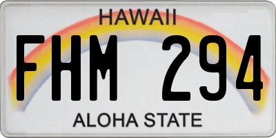HI license plate FHM294
