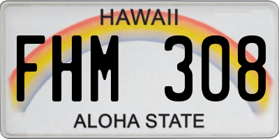 HI license plate FHM308